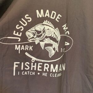 Christian Graphic T-Shirt with Fish Design New